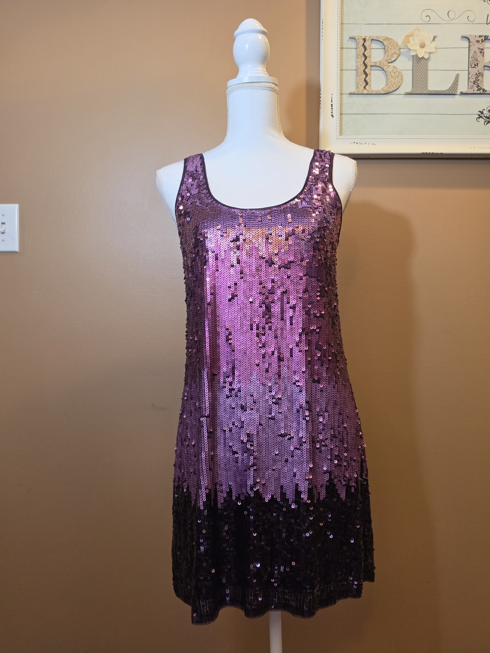 Express Purple Sequin Tank Mini Dress